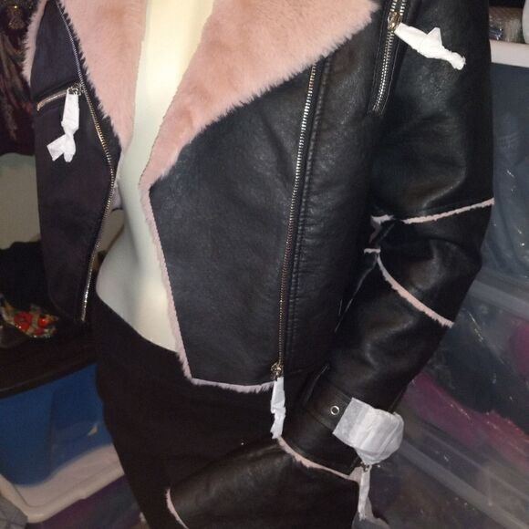 Azalea Wang Faux Fur Lined Cropped Moto Jacket - Picture 8 of 9